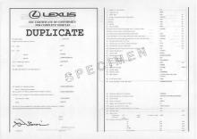 Certificato di conformità Lexus