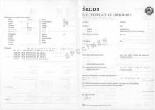 Certificato di conformità Skoda 